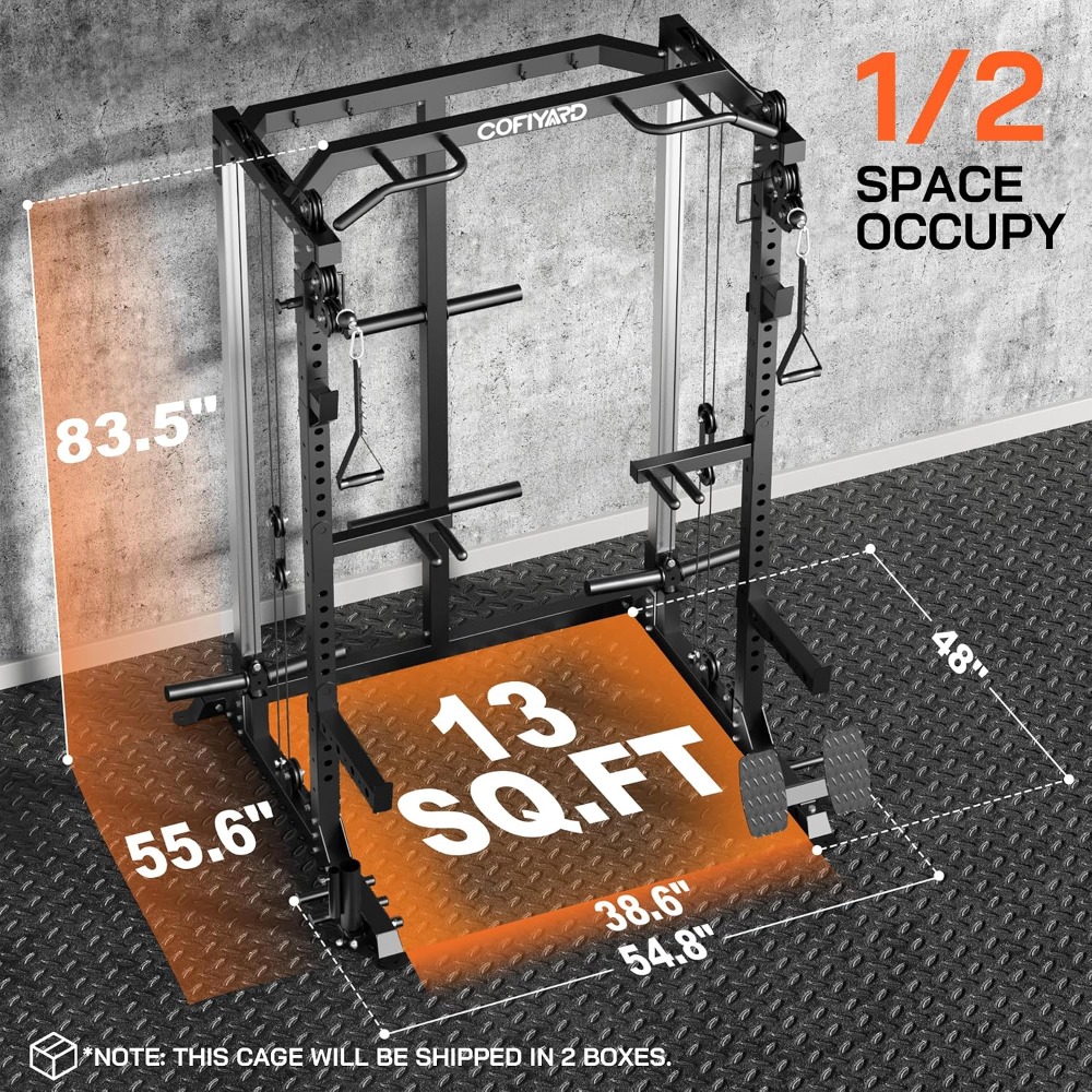 Home Gym Rack With Cables - Multi Function Squat Power Cage Rack