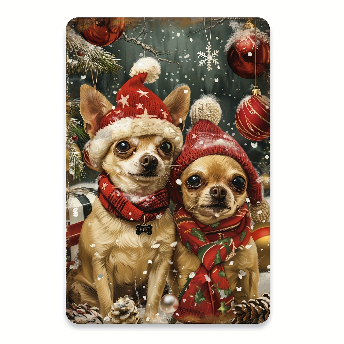 Home Gym In Garage - Christmas Chihuahua Metal Tin Sign, Iron