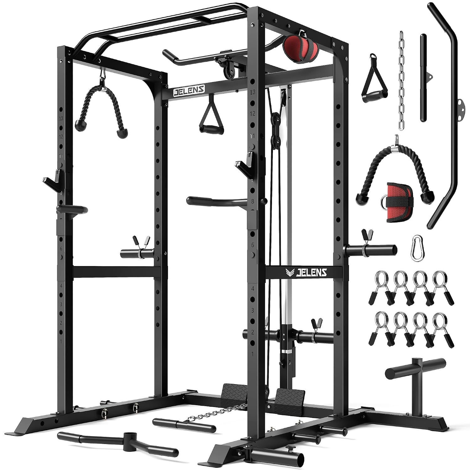 Home Gym Rack With Cables - Multi-Function Power Rack with Adjustable Cable