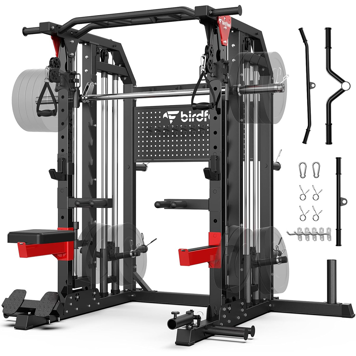 Home Gym Rack With Cables - Pooboo Power Cage Multi-Function 2000LB Dual