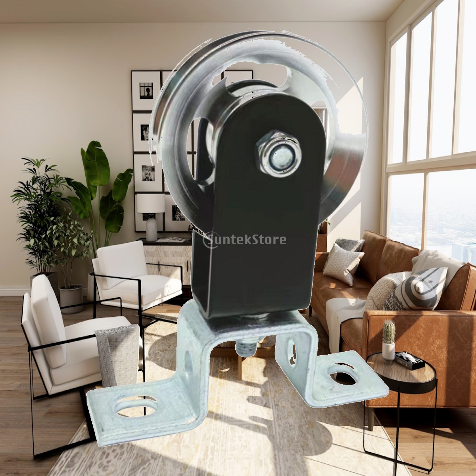 Home Gym Rack With Cables - Rotatable Suspension Gym Pulley Wheel Black