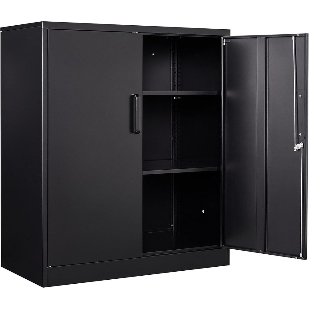 Home Gym In Garage - 35.5 Lockable Steel Storage Cabinet with