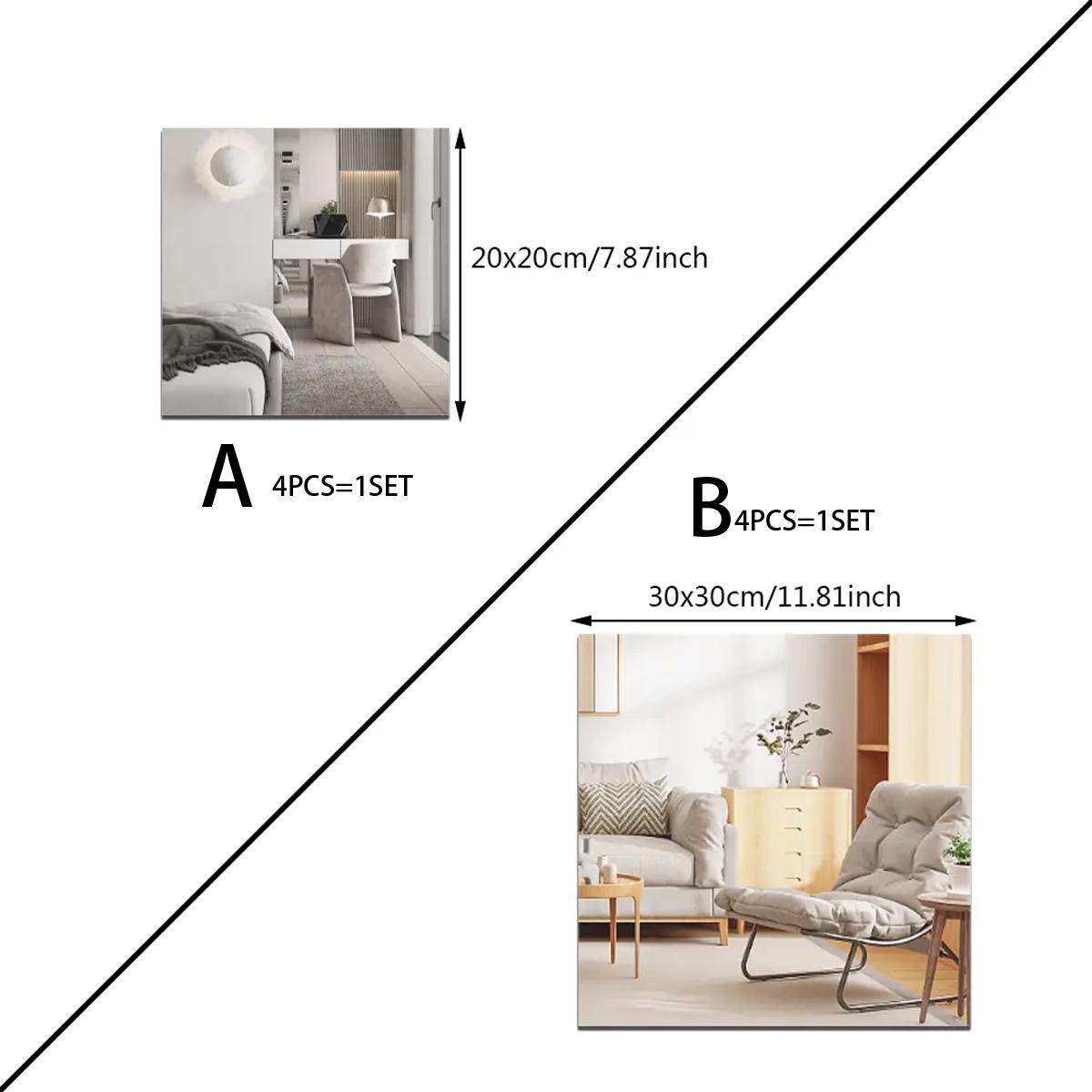 4Pcs Acrylic Mirror Wall Stick - Home Gym Needs 评论和价格