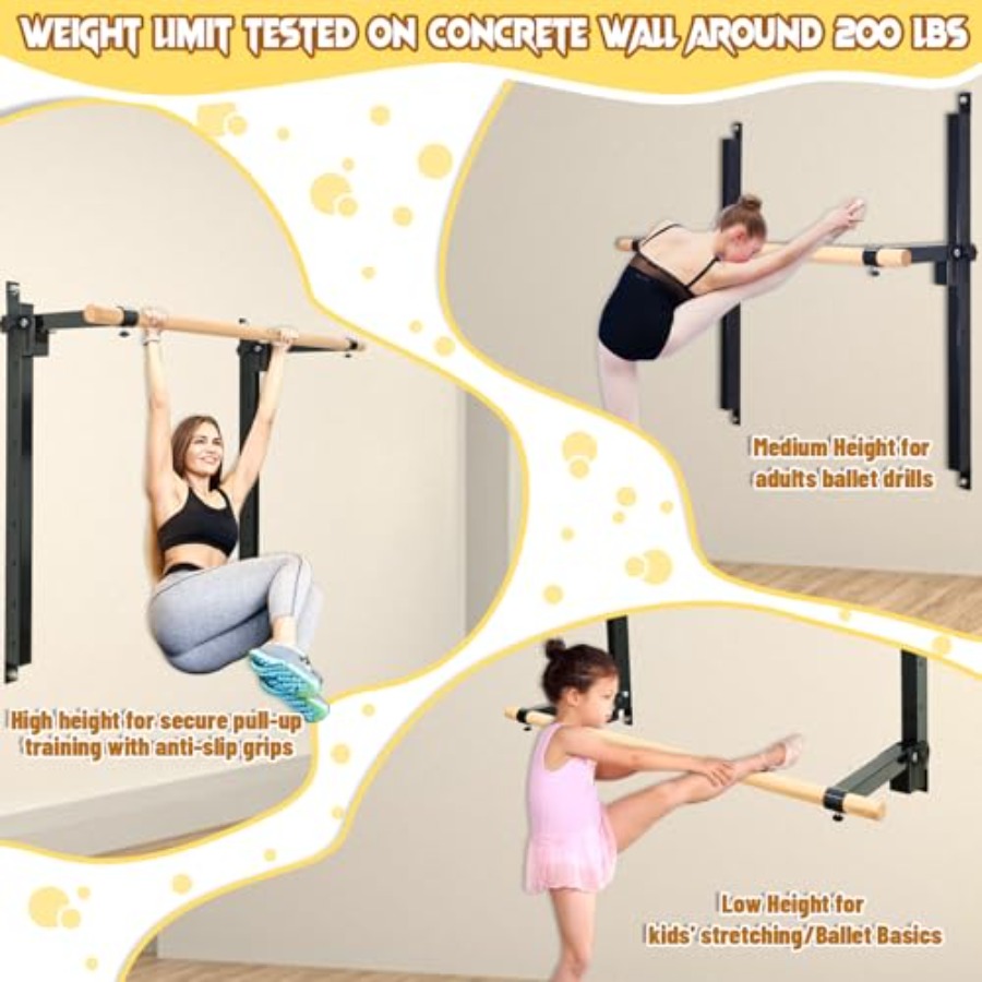 Wall Mounted Ballet Barre 4ft  - Home Gym Foldable 评论和价格