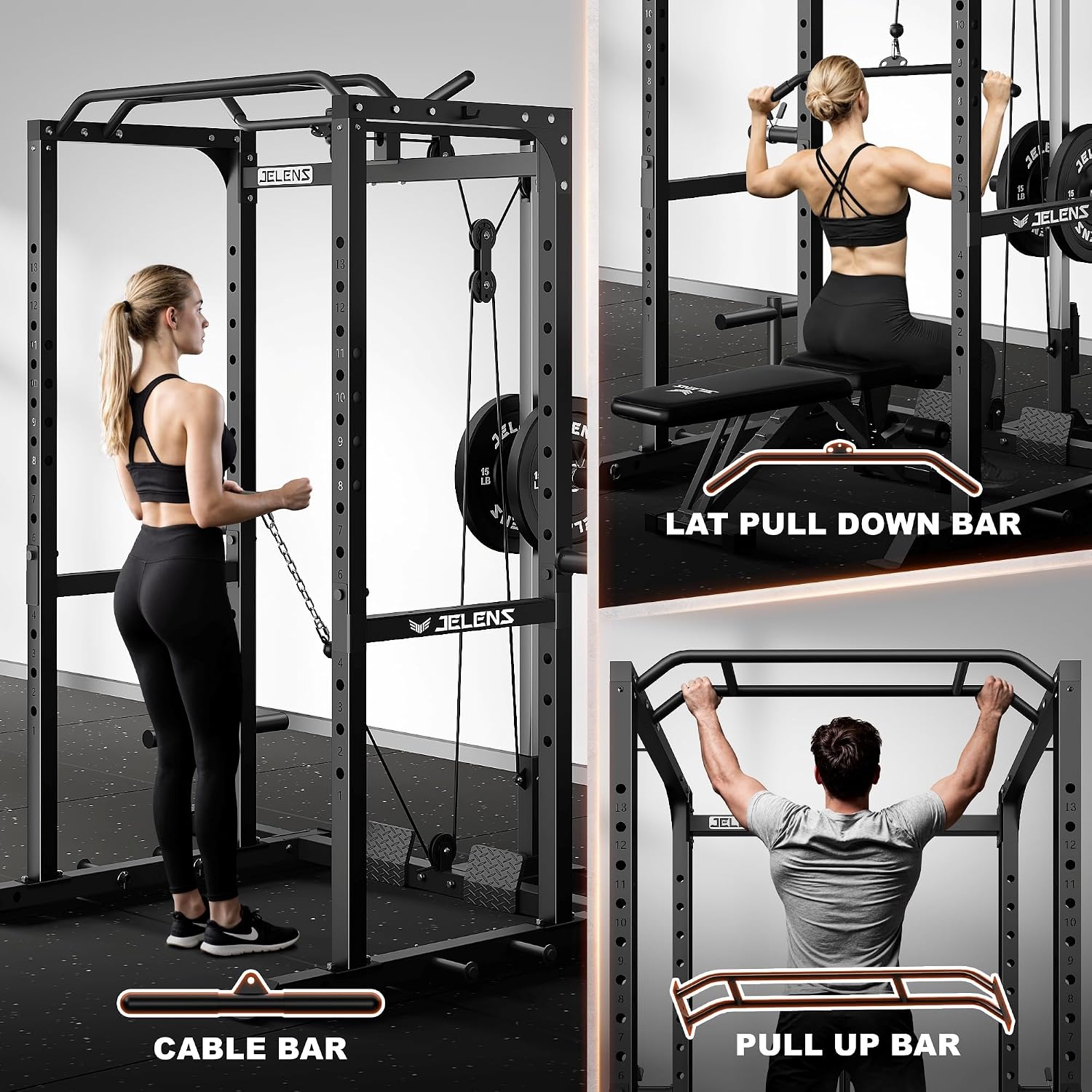 Multi-Function Power Rack with - Home Gym Rack With Cables 评论和价格