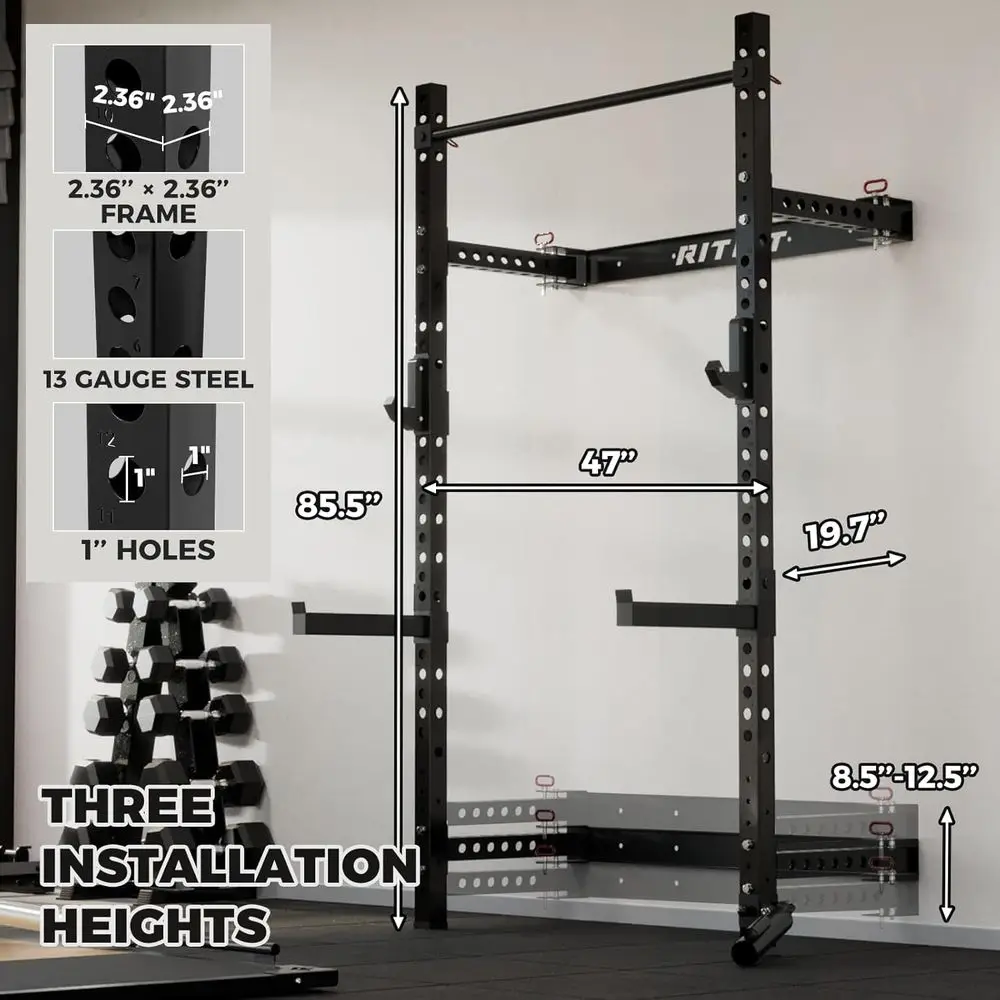 Compact Wall-Mounted Squat Rac - Home Gym Designs 评论和价格