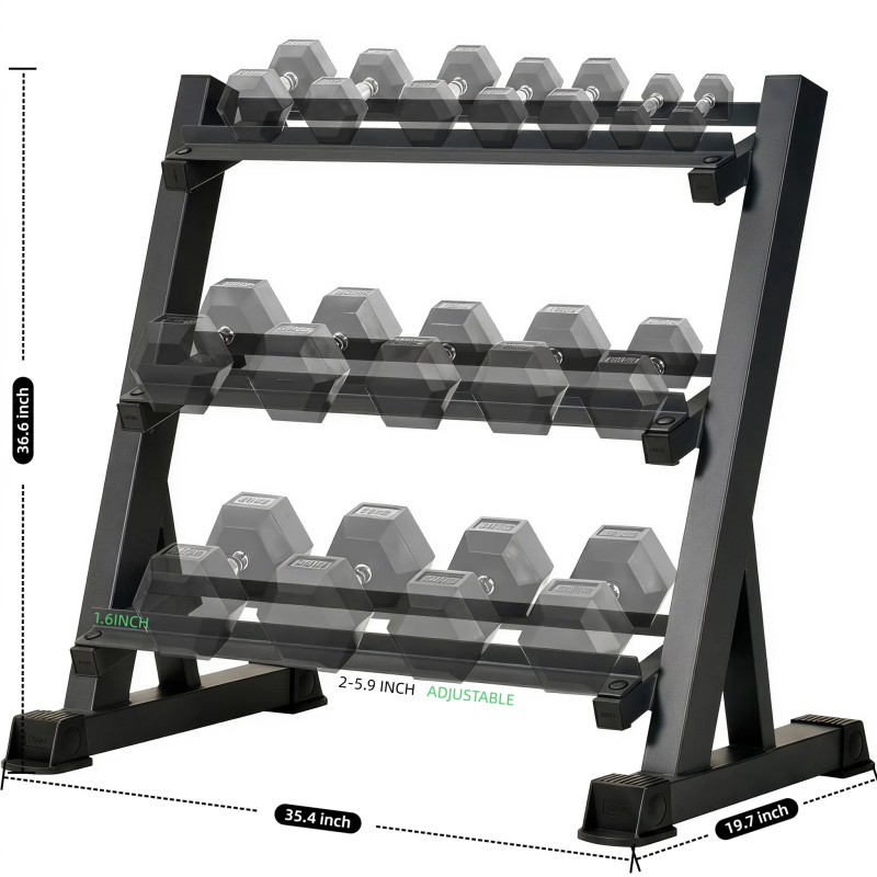 3-Tier Adjustable Dumbbell Rac - Home Gym Floor 评论和价格