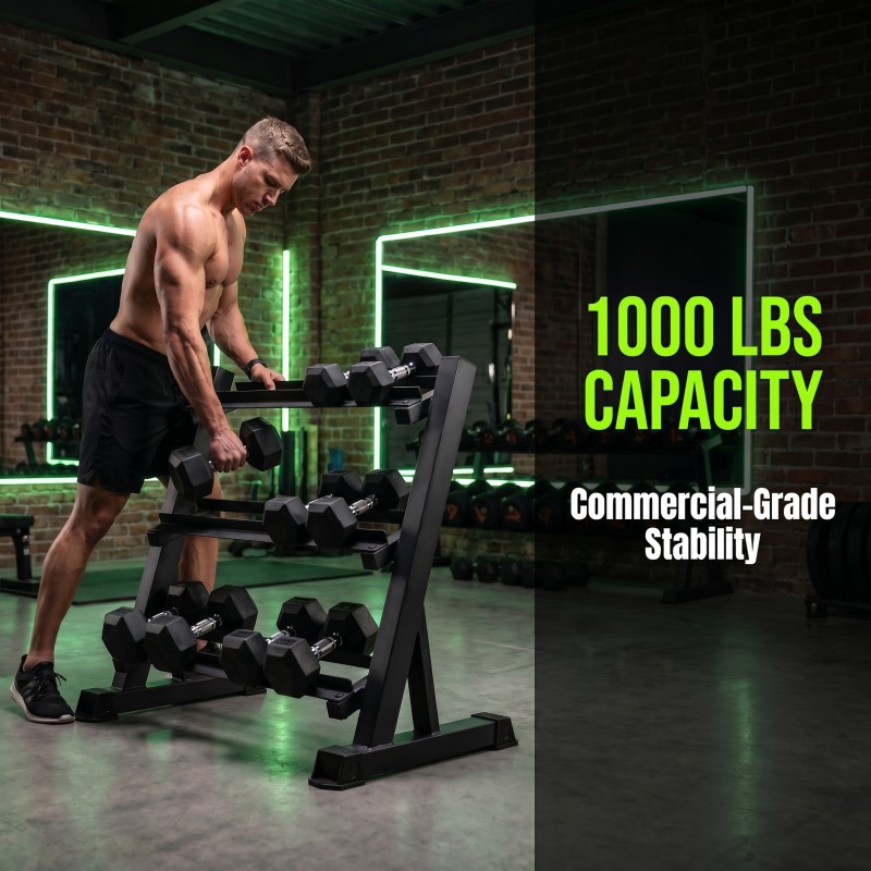 3-Tier Adjustable Dumbbell Rac - Home Gym Floor 评论和价格