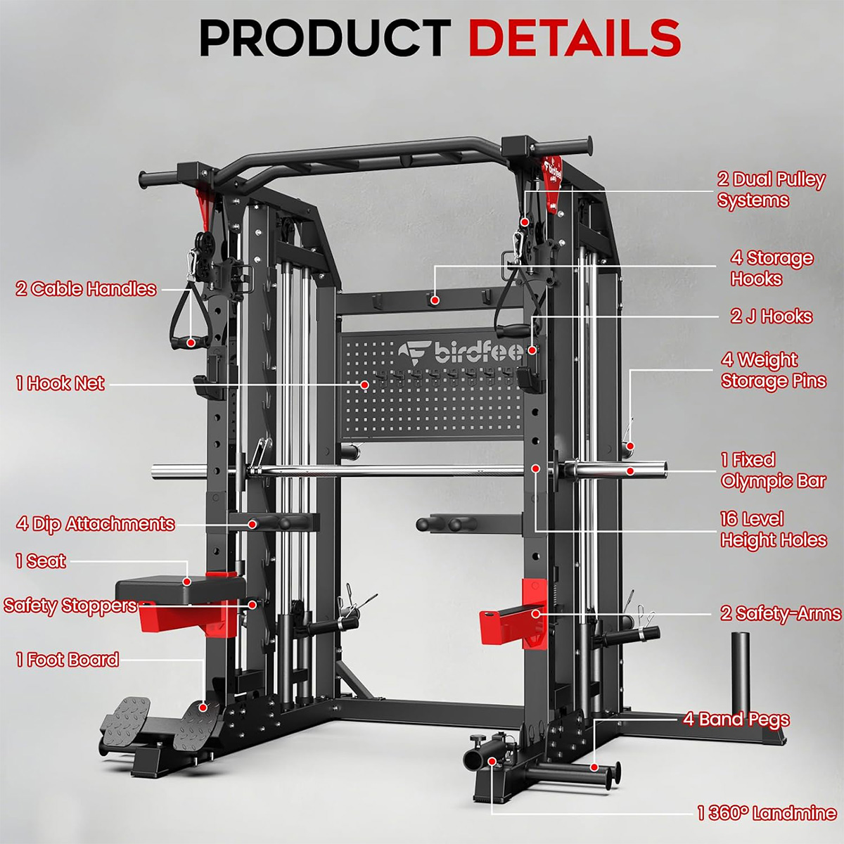 Pooboo Power Cage Multi-Functi - Home Gym Rack With Cables 评论和价格