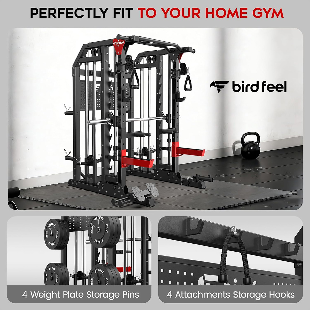 Pooboo Power Cage Multi-Functi - Home Gym Rack With Cables 评论和价格