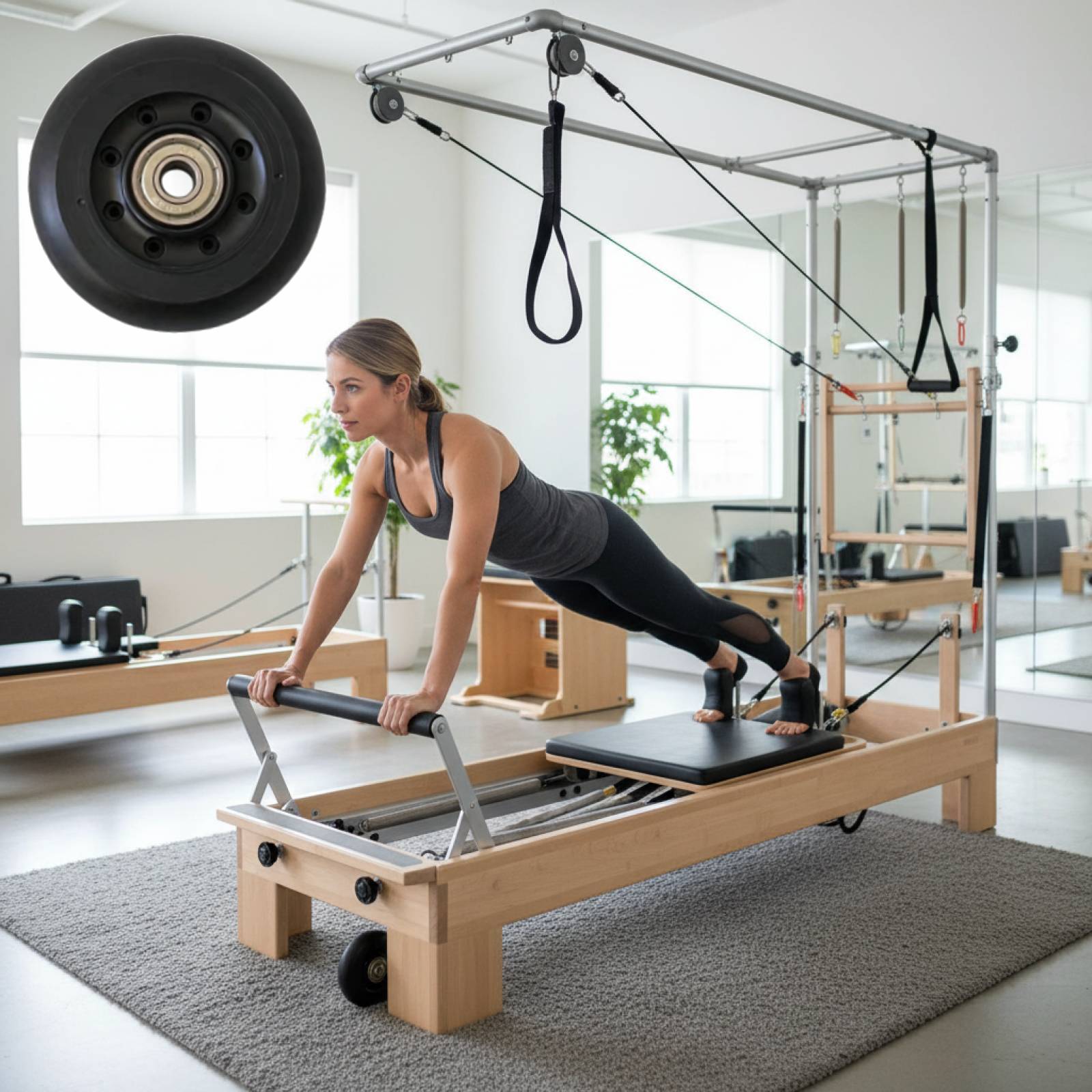 Pilates Reformer Wheel Black W - Home Gym Installation 评论和价格