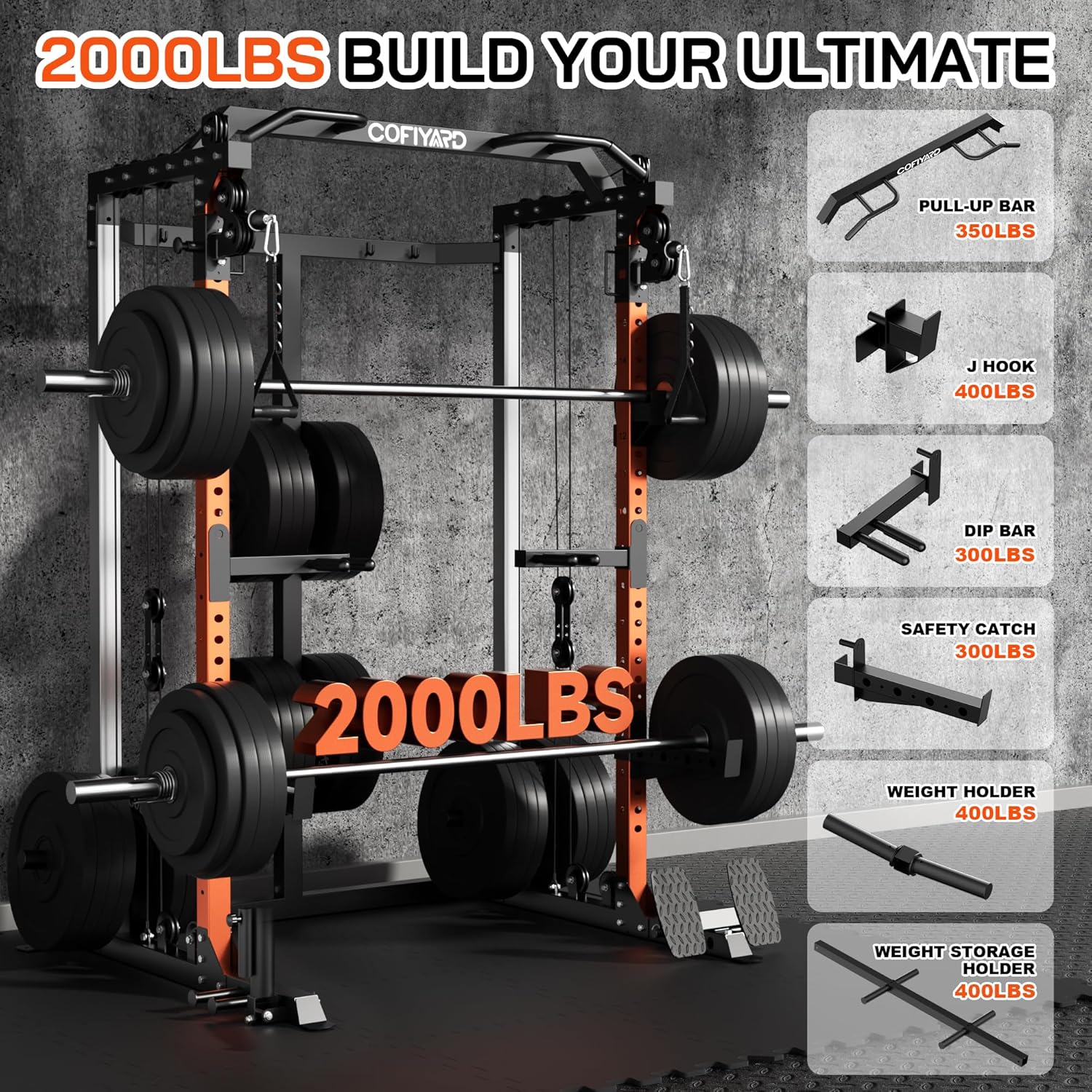 Power Cage, Power Rack with Du - Home Gym Rack With Cables 评论和价格