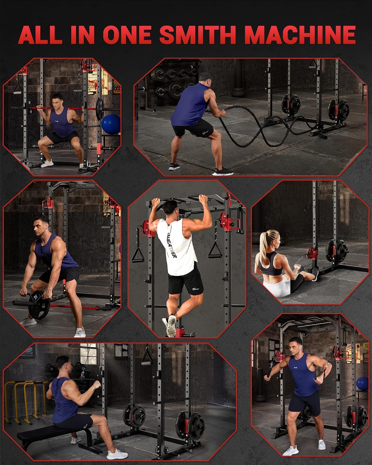 Multi-Functional Power Rack fo - Home Gym Rack With Cables 评论和价格