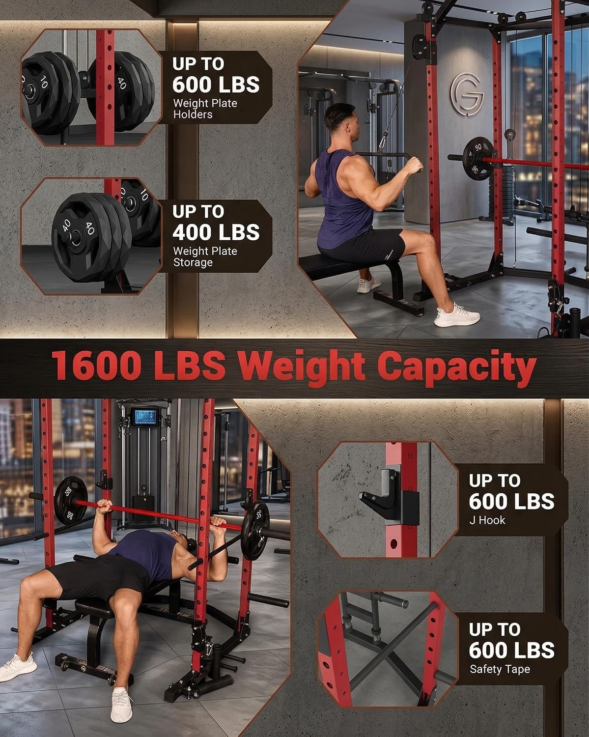 Power Cage, Multi-Functional P - Home Gym Rack With Cables 评论和价格
